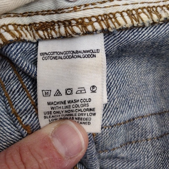 Free People‎ Denim Cutoff Shorts Blue Frayed Hem Button Fly Women Size 25 - Picture 5 of 13